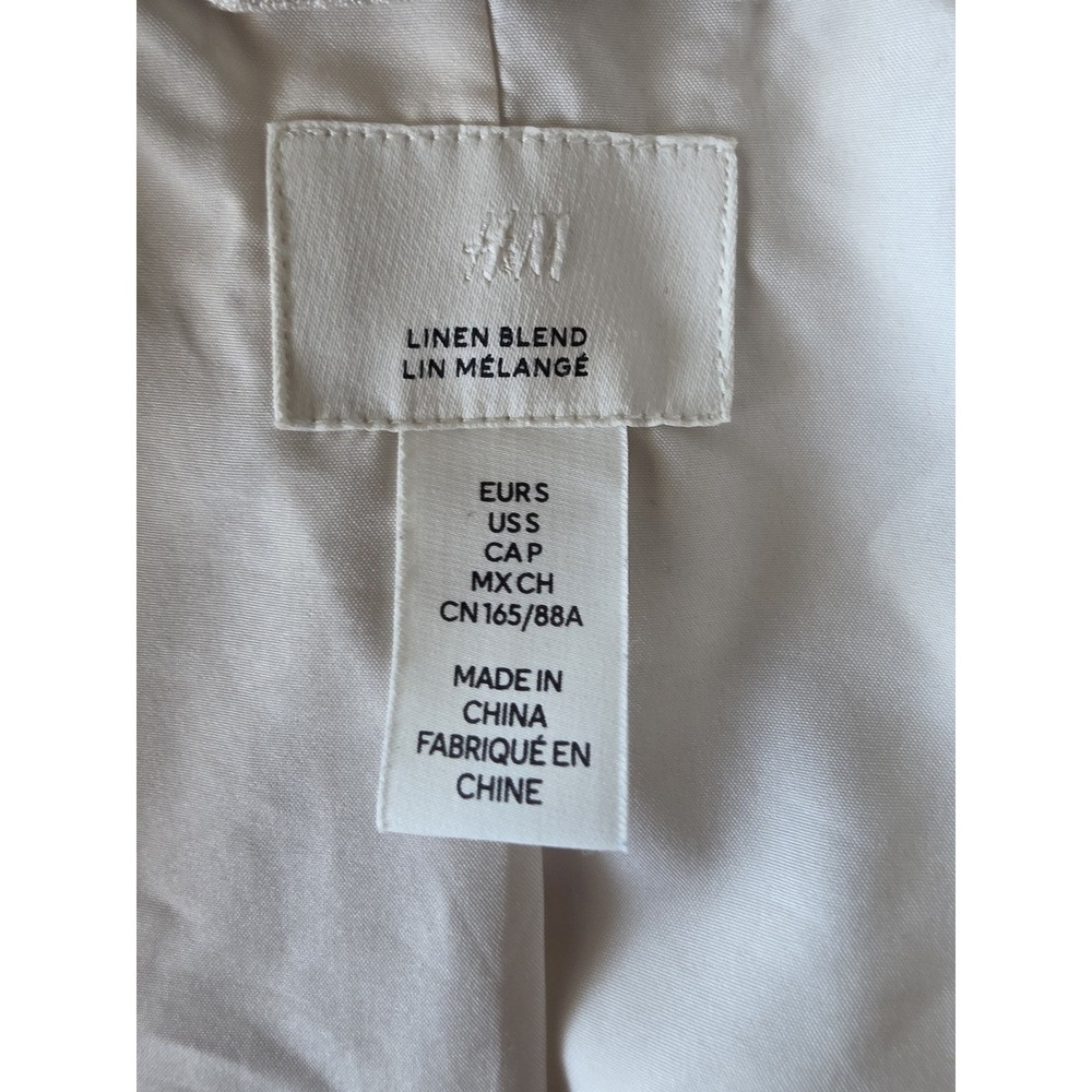 H&M Blazer Women's S Beige Linen Blend Long Sleeve Classic Jacket Coat - Picture 3 of 5
